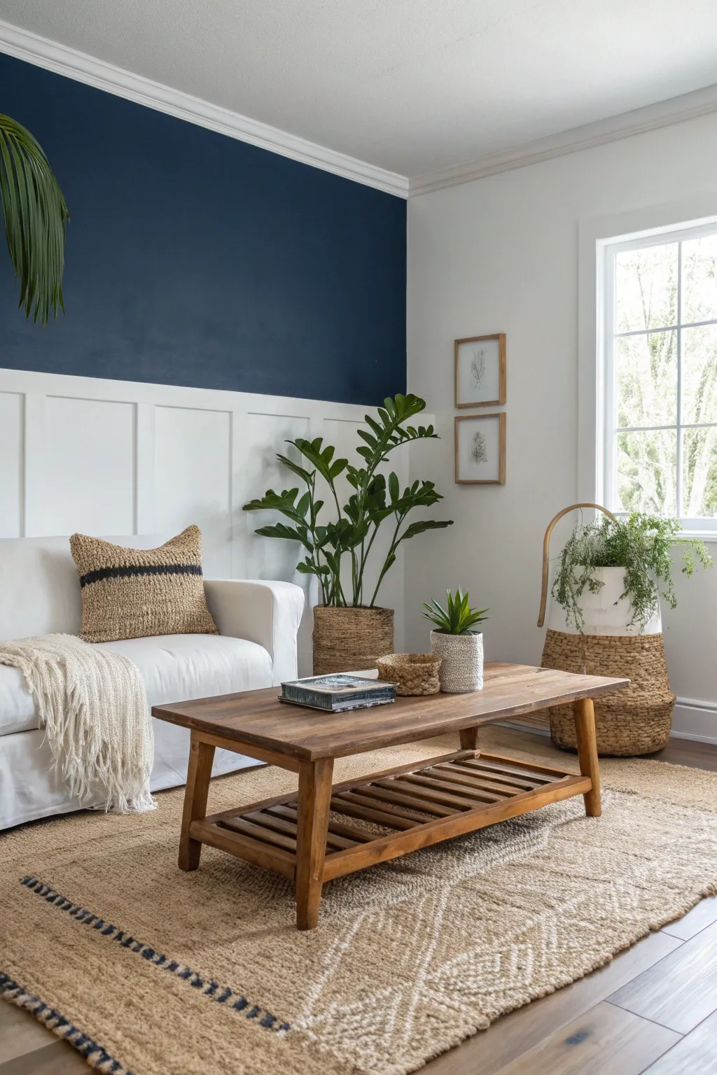 Transform your space with bold half-wall contrasts for an eye-catching, minimalist aesthetic.