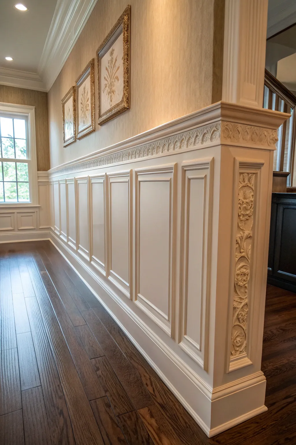 Elevate your dining space with timeless wainscoting elegance.