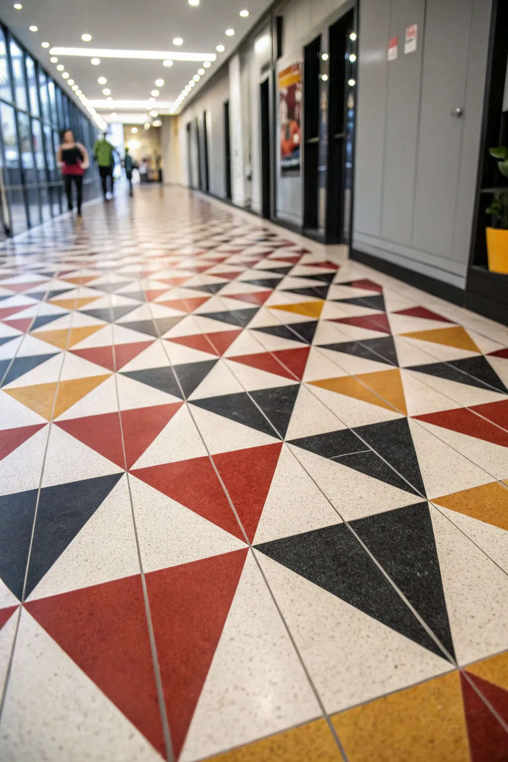 Geometric tiles bring modern artistry to your hallway.