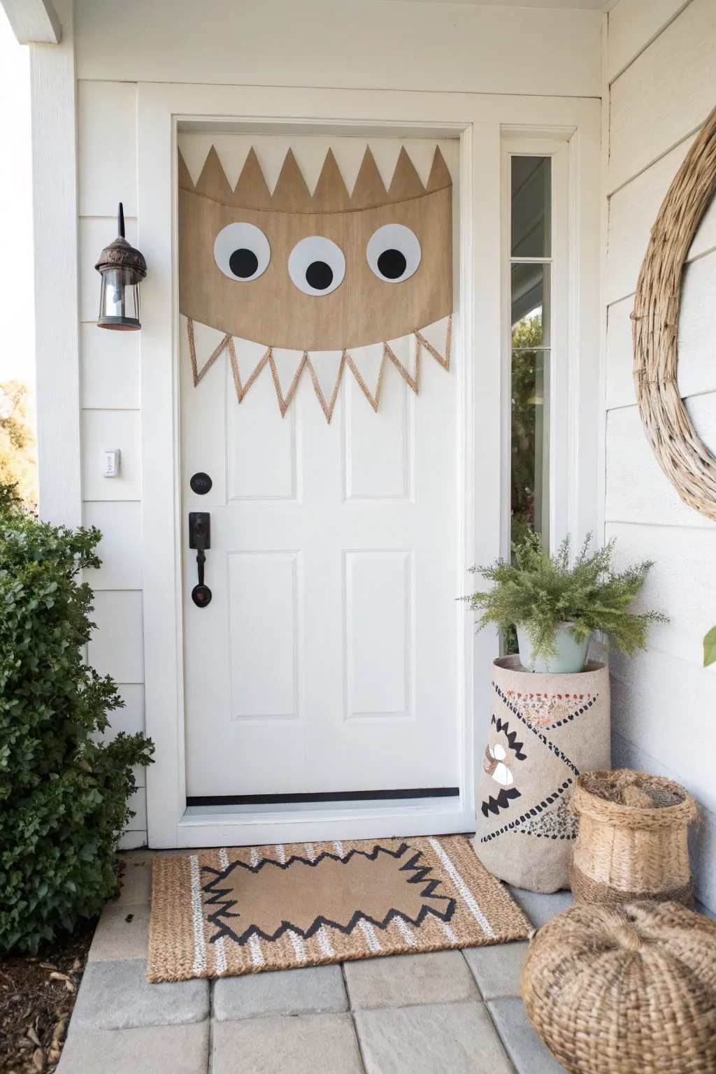 Bring a playful scare to your Halloween decor with this chic DIY monster face door!