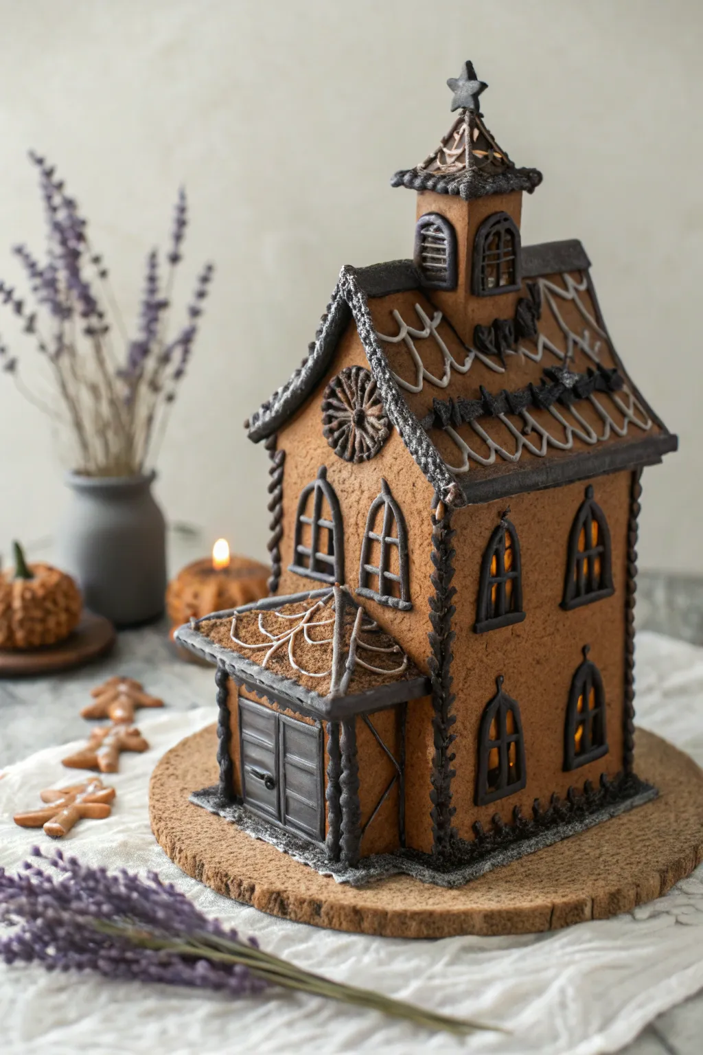 Embrace the spooky elegance of a haunted gingerbread mansion this Halloween. 🎃🍬