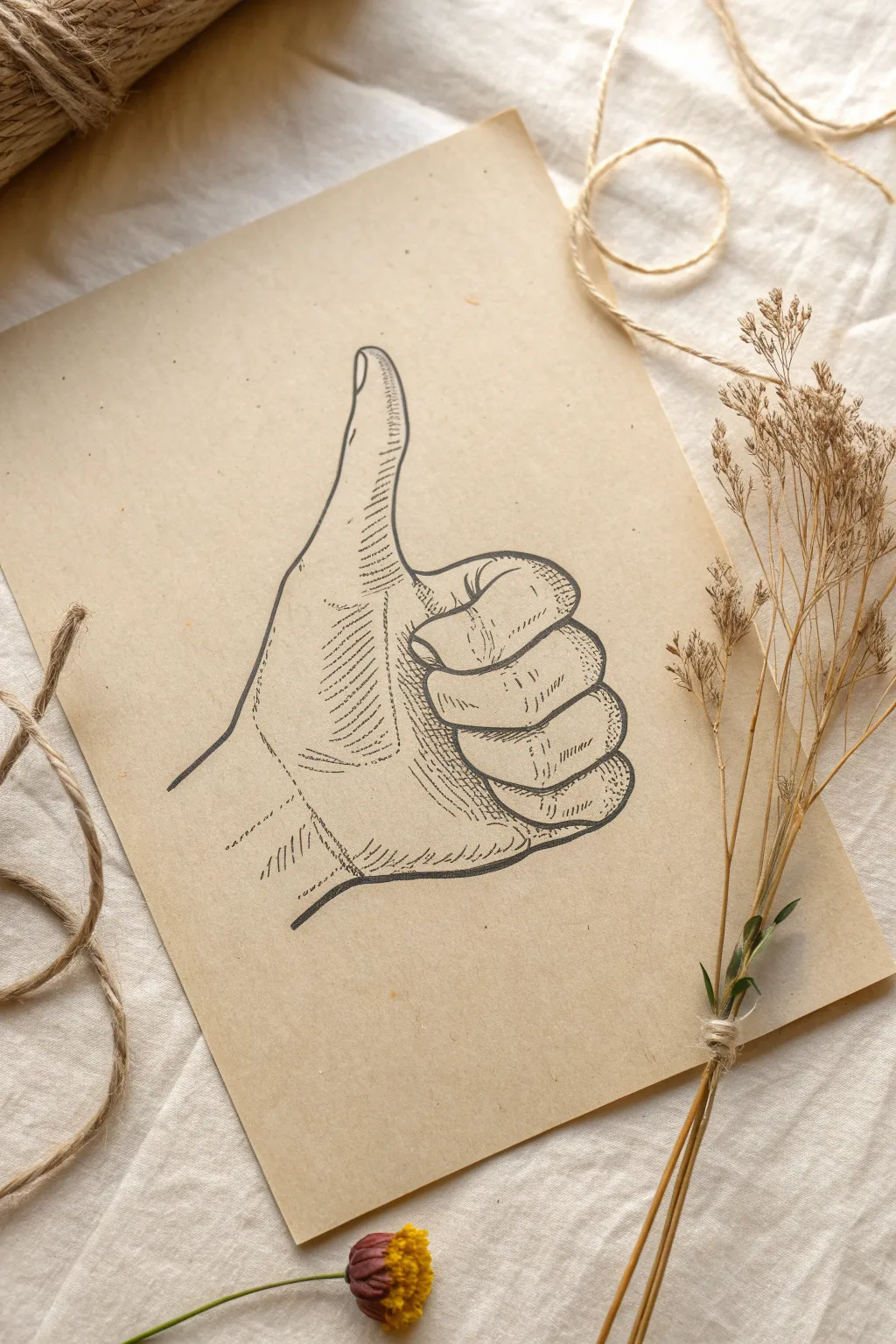 Master the art of simplicity with a thumbs-up sketch that speaks volumes.
