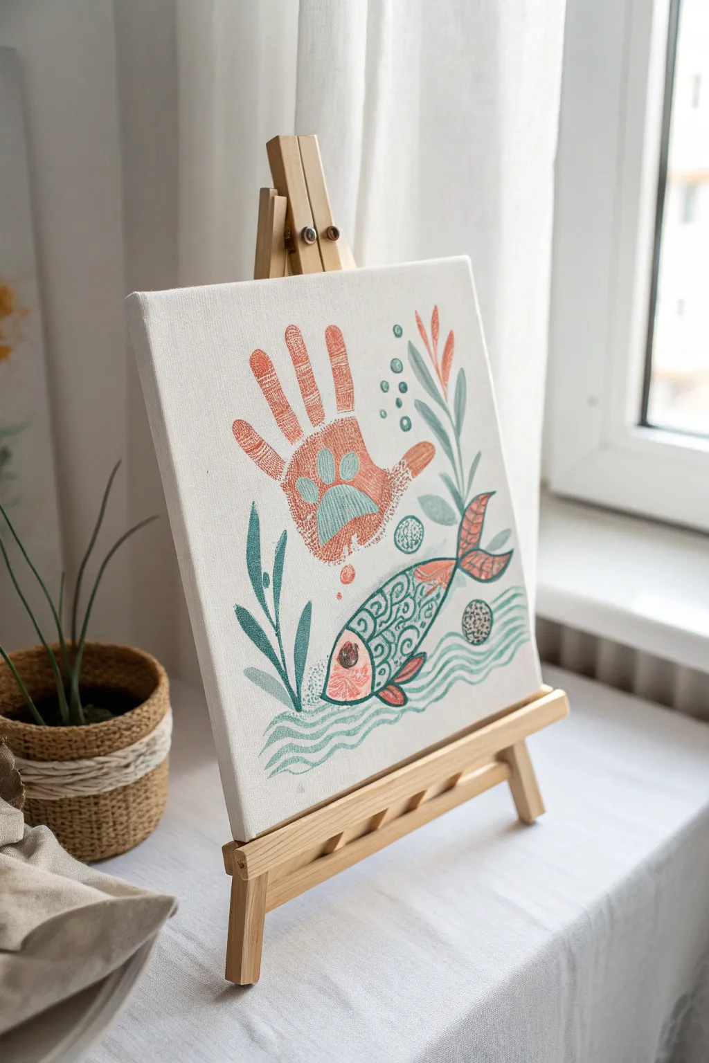 Dive into creativity with whimsical handprint fish art, where simplicity meets playful elegance.