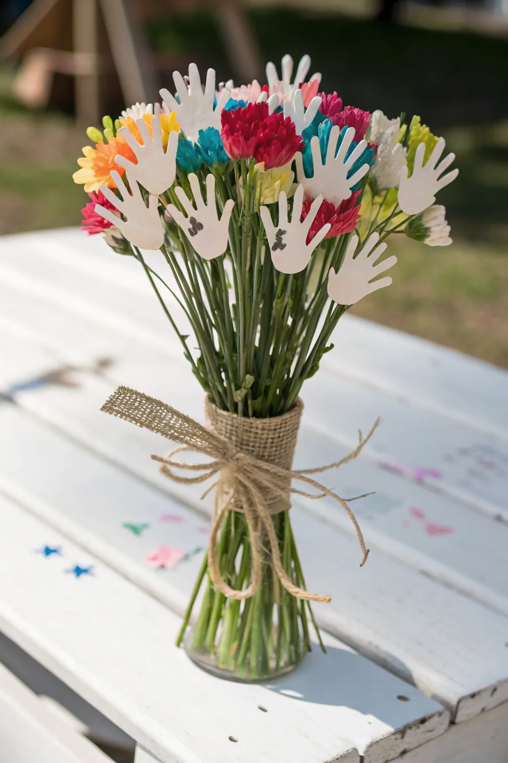 Celebrate Grandparents Day with a Handmade Touch: A Vibrant Handprint Flower Bouquet Full of Love and Memories.