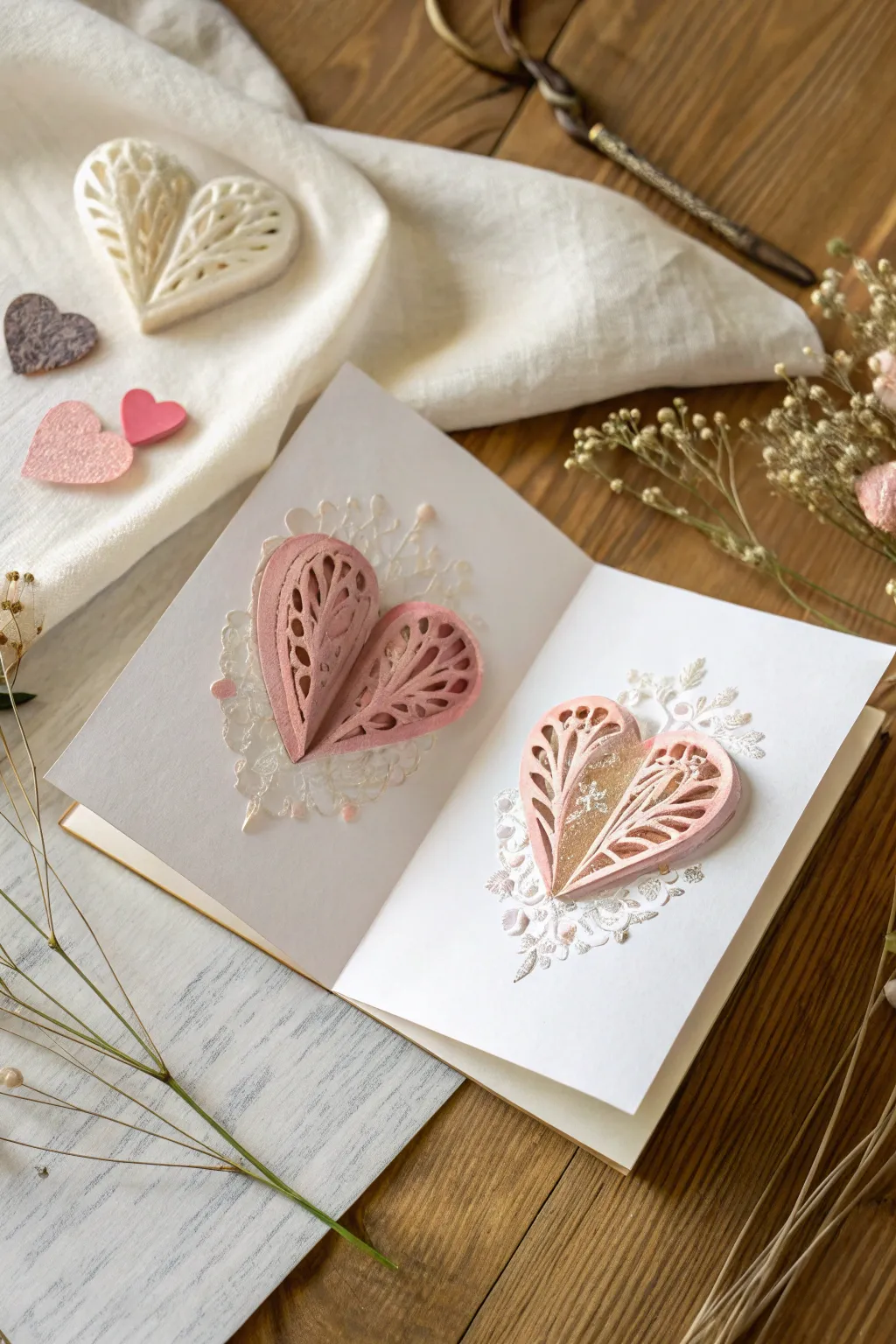 Capture the magic of handmade love with charming 3D pop-up hearts.
