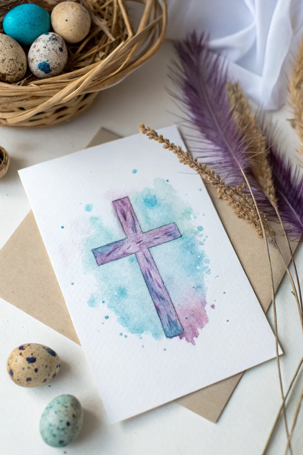 Discover the art of spirituality with this handcrafted Watercolor Cross Card – where simplicity meets soulful elegance.