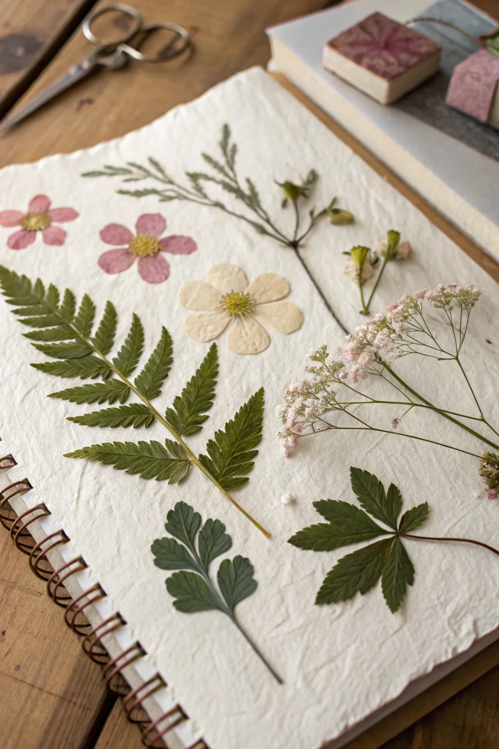 Capture the essence of nature with these stunning pressed flower scrapbook designs.