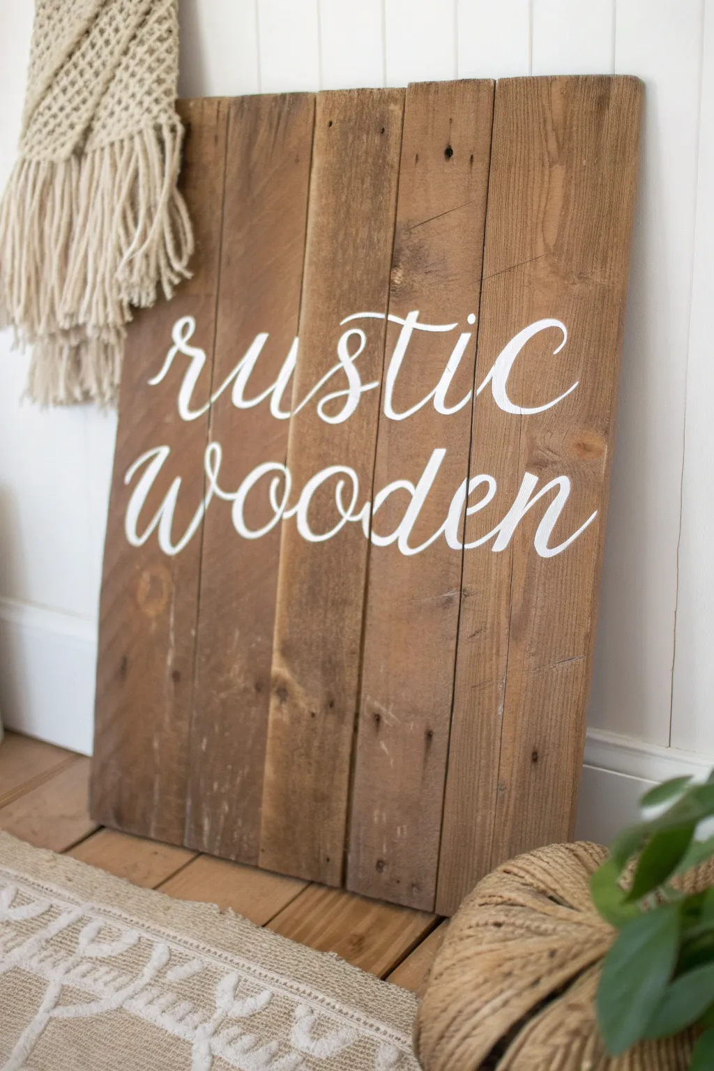 Embrace the charm of simplicity with a rustic wooden sign that tells your story.