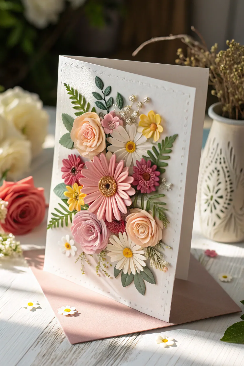 A stunning floral explosion card that brings the beauty of spring to Mother's Day. 🌸✨ #HandmadeWithLove #FloralArt