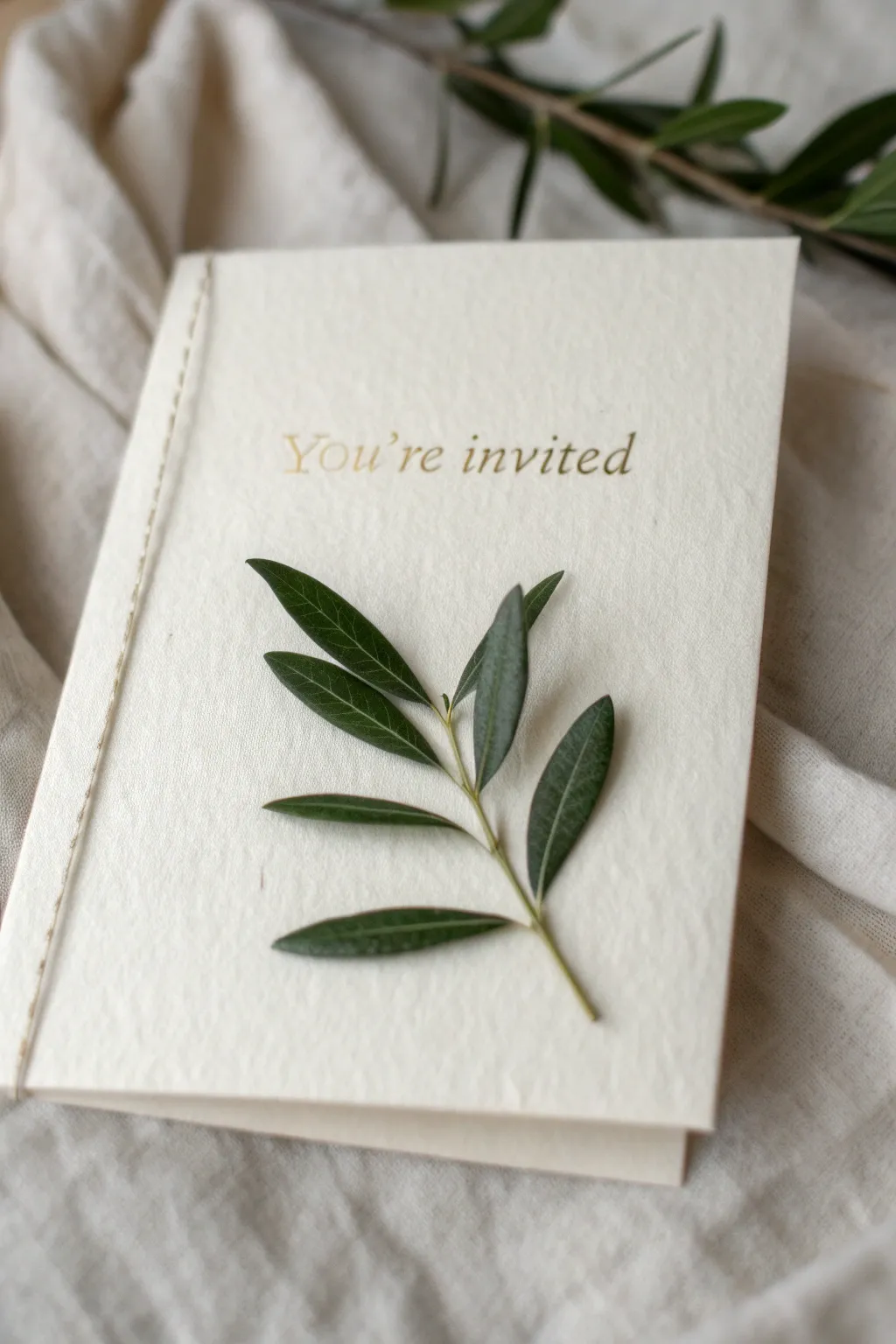 Embrace nature's elegance with a touch of leafy grace on your wedding invitations.