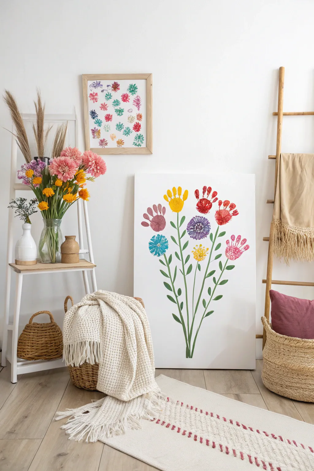 Craft a vibrant masterpiece with handprint art - simplicity meets creativity in every stroke.