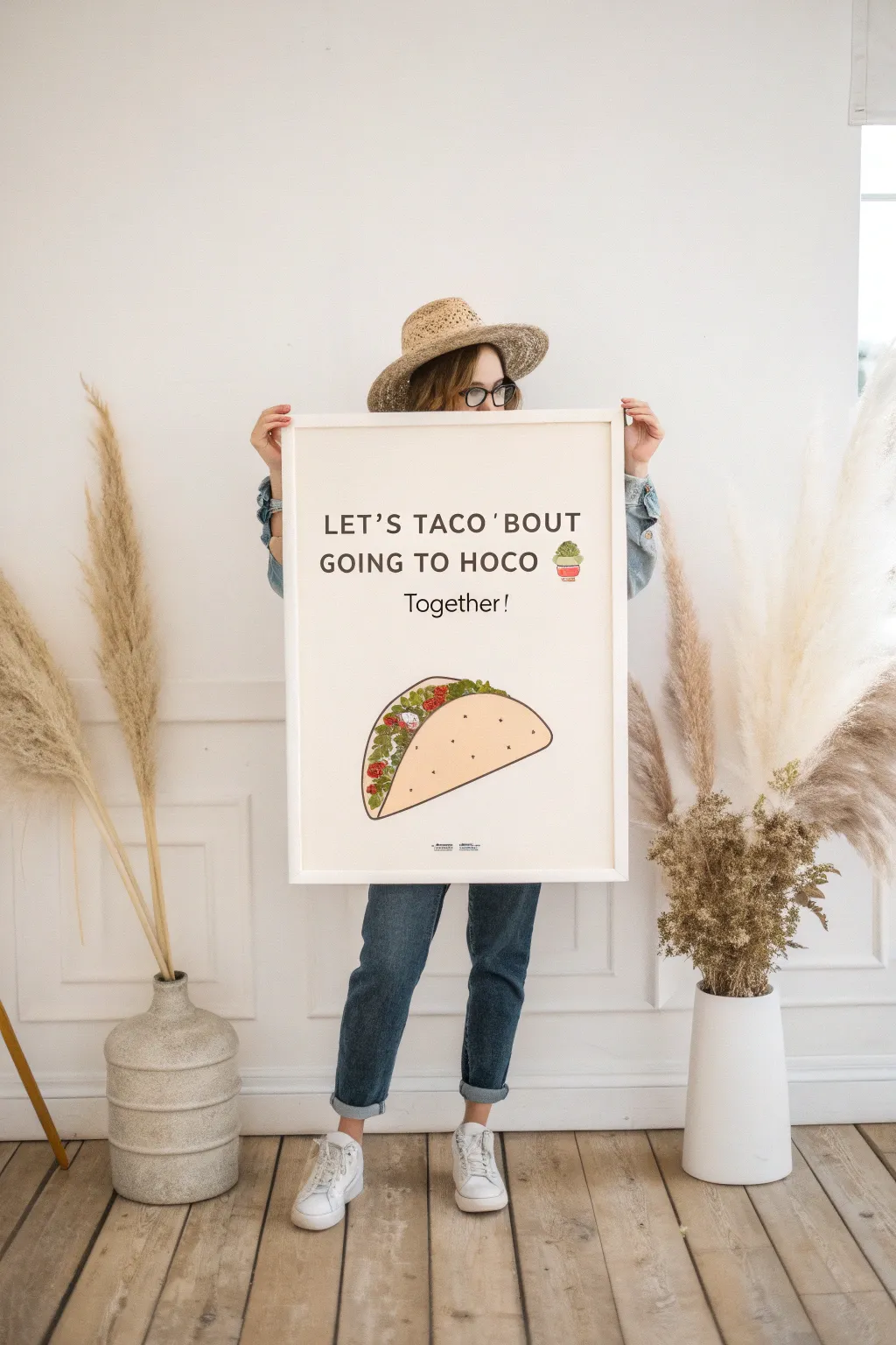 Add a playful pun to your HoCo invite for a touch of charm and simplicity!