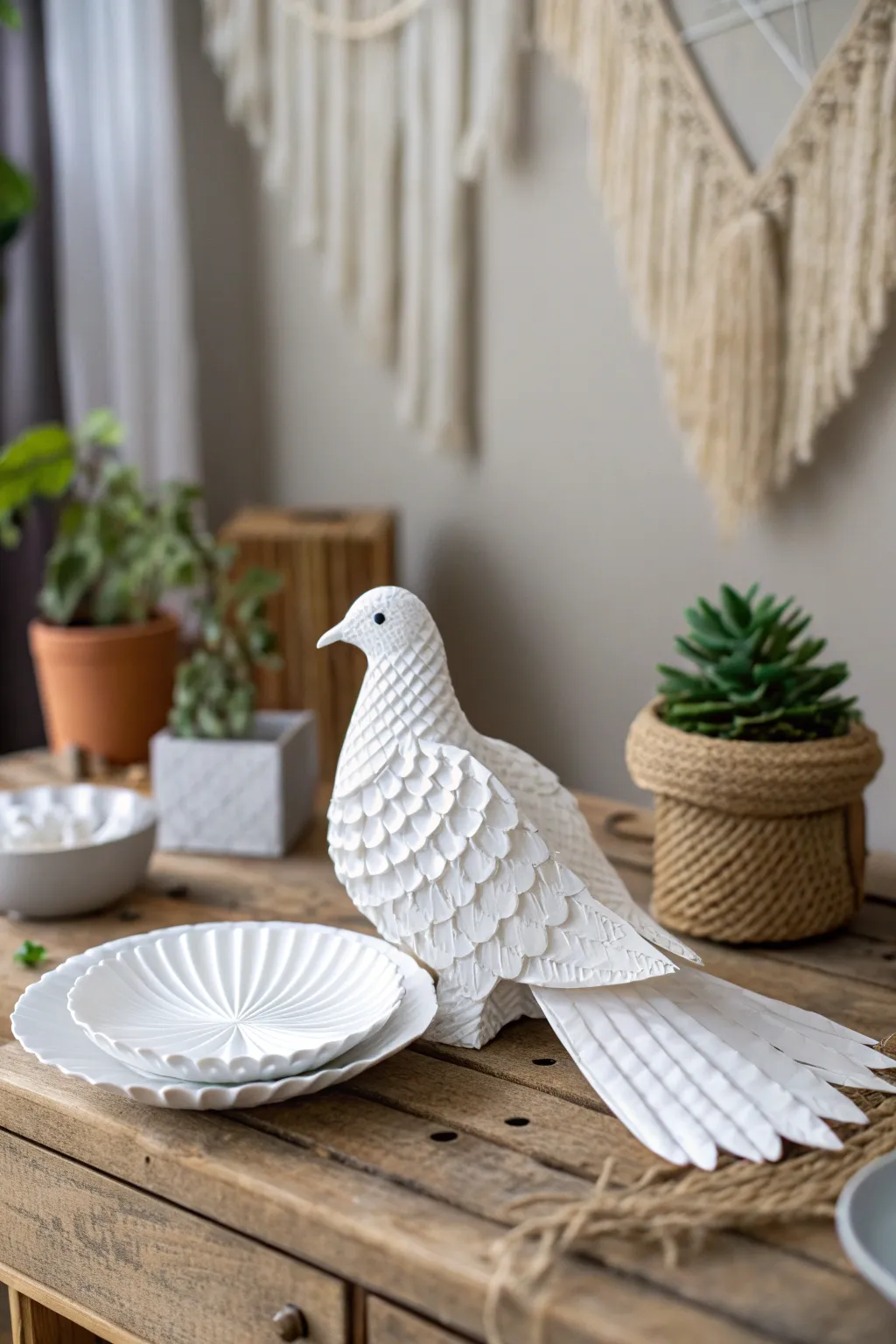 Create a serene symbol of peace with this elegant paper plate dove craft, blending simplicity and beauty.