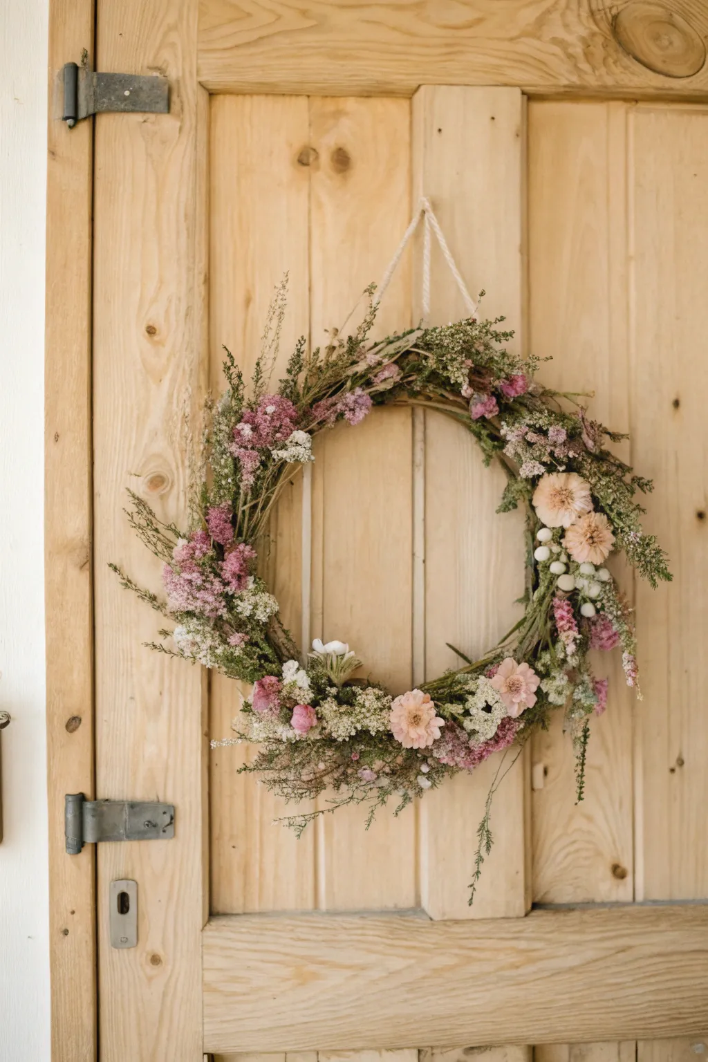 Elevate your entryway with the timeless charm of a handmade floral wreath.