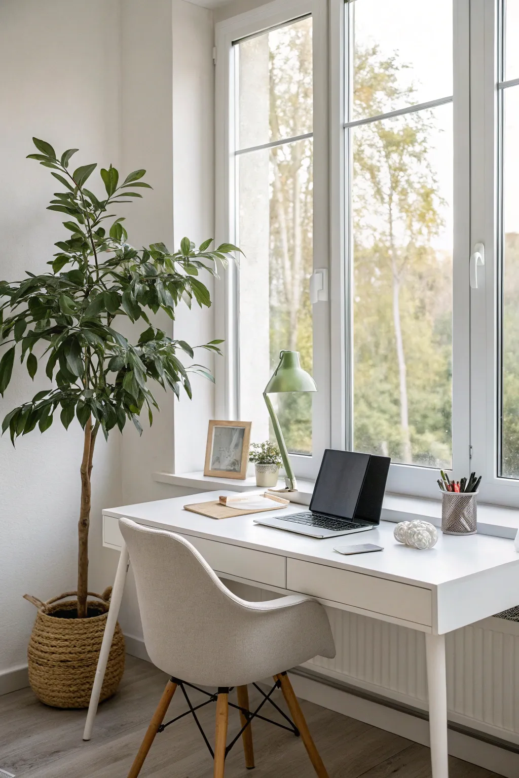 Minimalist home office design promoting clarity and focus.