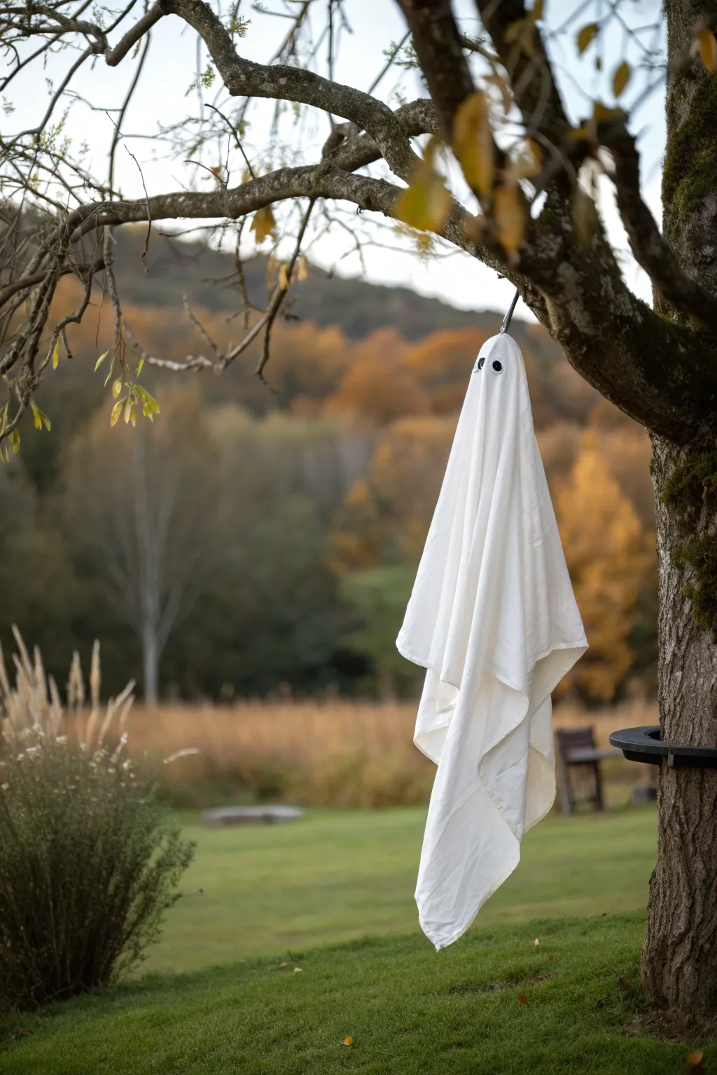 Create a captivating Halloween vibe with this elegant floating ghost decoration.