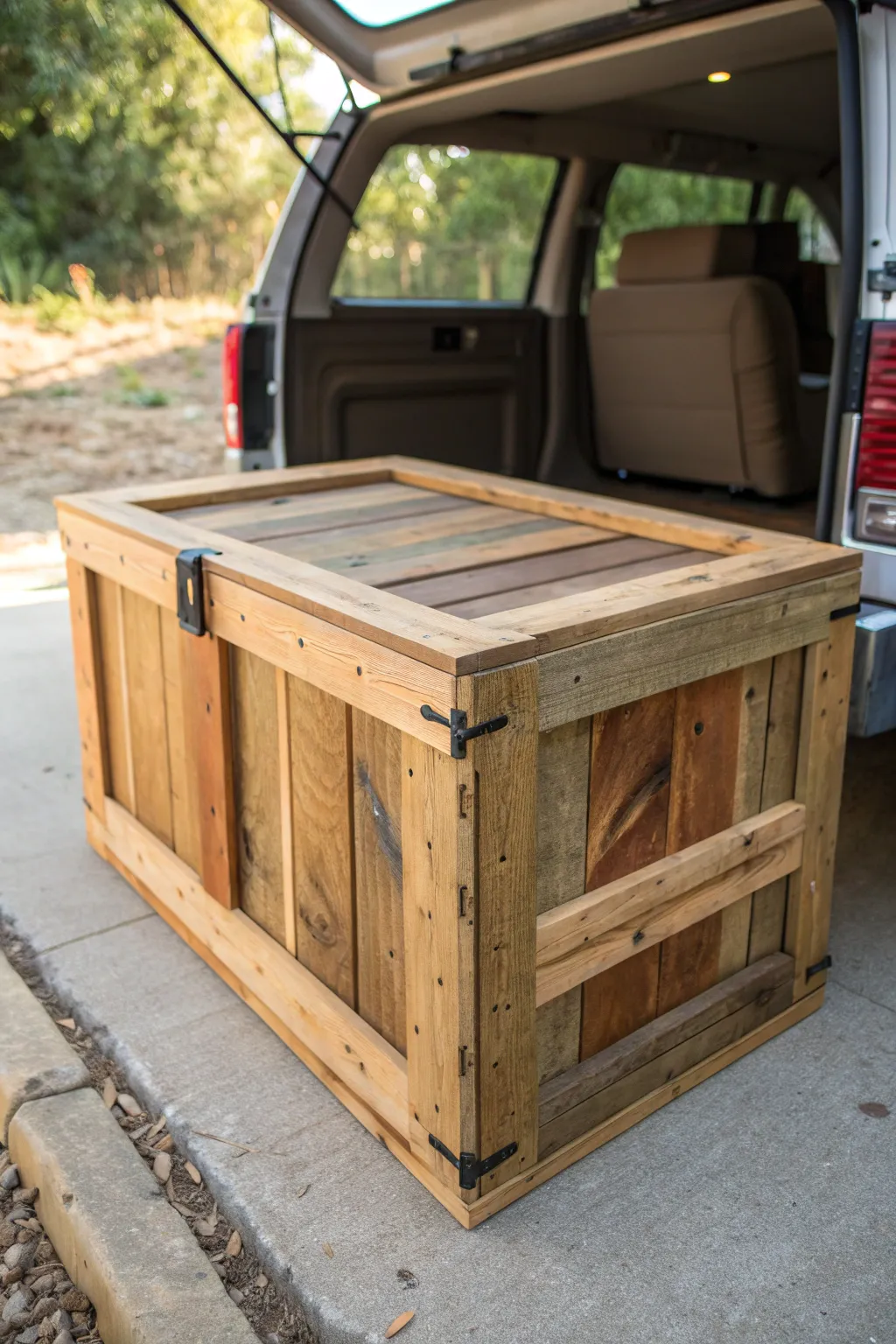 Elevate your truck's style with this handcrafted weatherproof wooden dog box—where craftsmanship meets functionality.