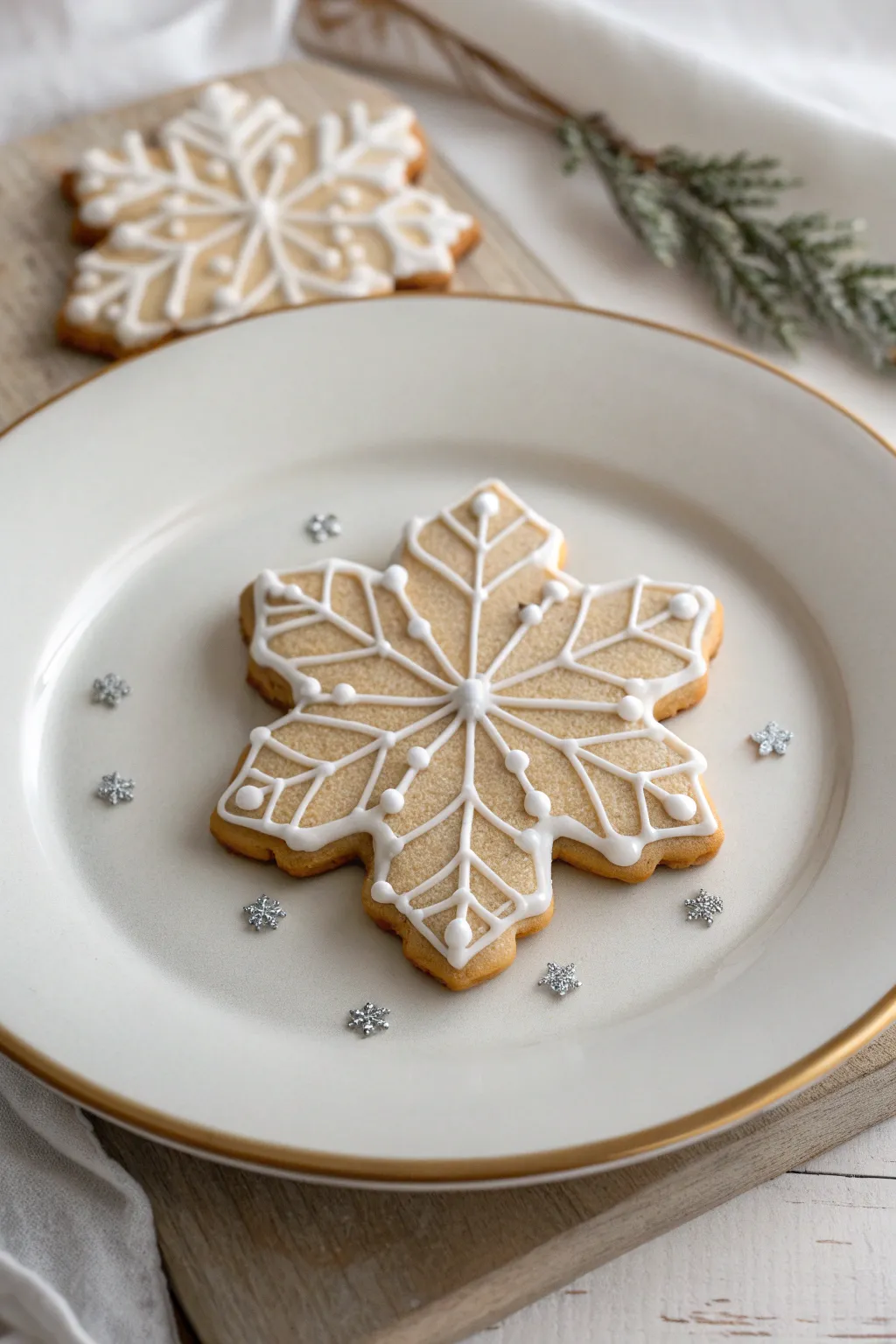 Elevate your holiday treats with minimalist yet magical snowflake cookies.