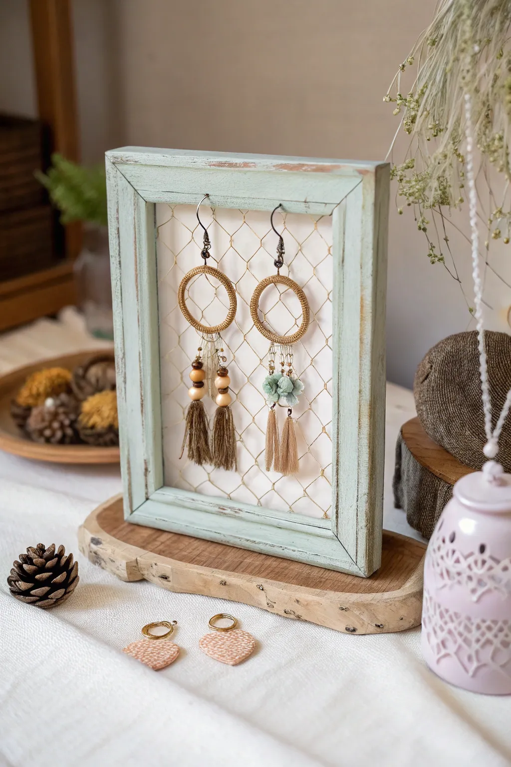 Elevate your earring display with vintage charm and minimalist elegance. 🌿✨