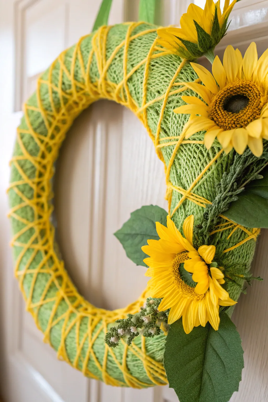 Bring a burst of sunshine to your space with this elegant sunflower wreath, where simplicity meets vibrant charm.
