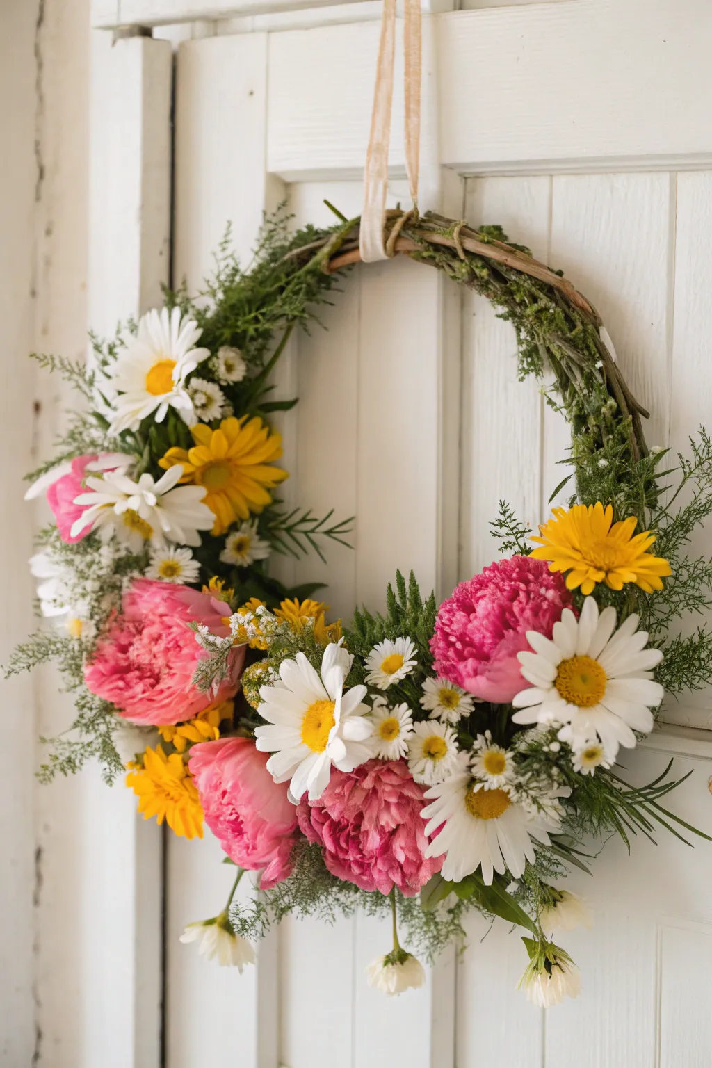 Elevate your summer decor with a vibrant floral wreath that celebrates simplicity and natural beauty.