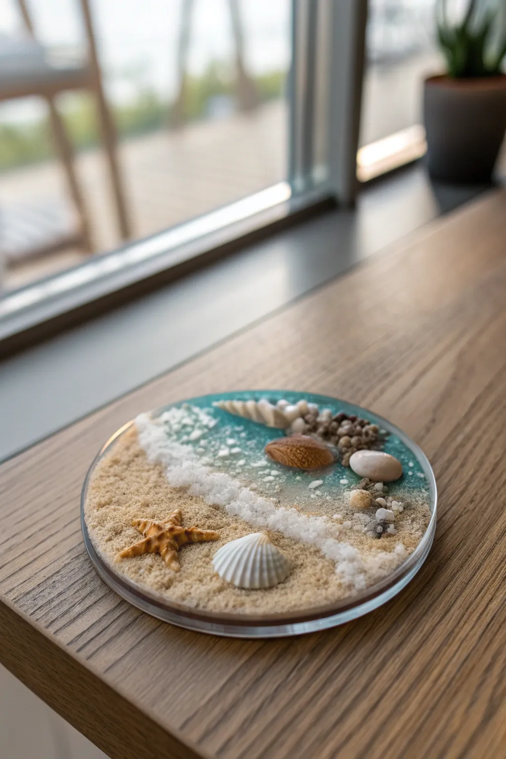 Bring the beach to your coffee table with these handcrafted resin coasters.