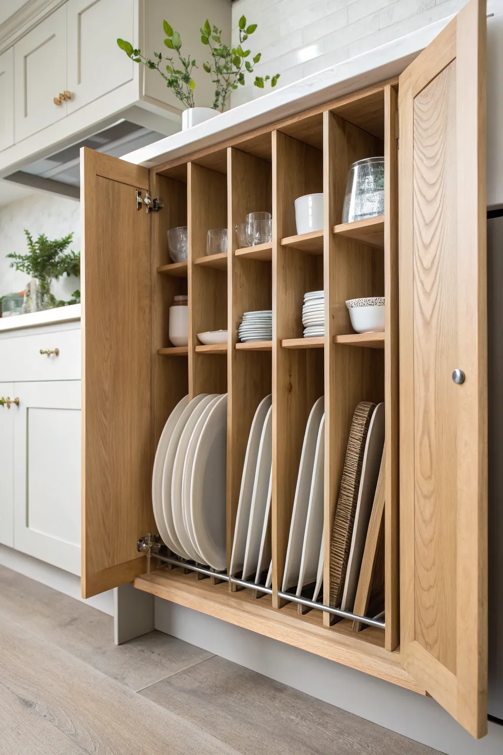 Effortlessly organized: Vertical dividers for your baking sheets, blending Scandinavian simplicity with Boho elegance.