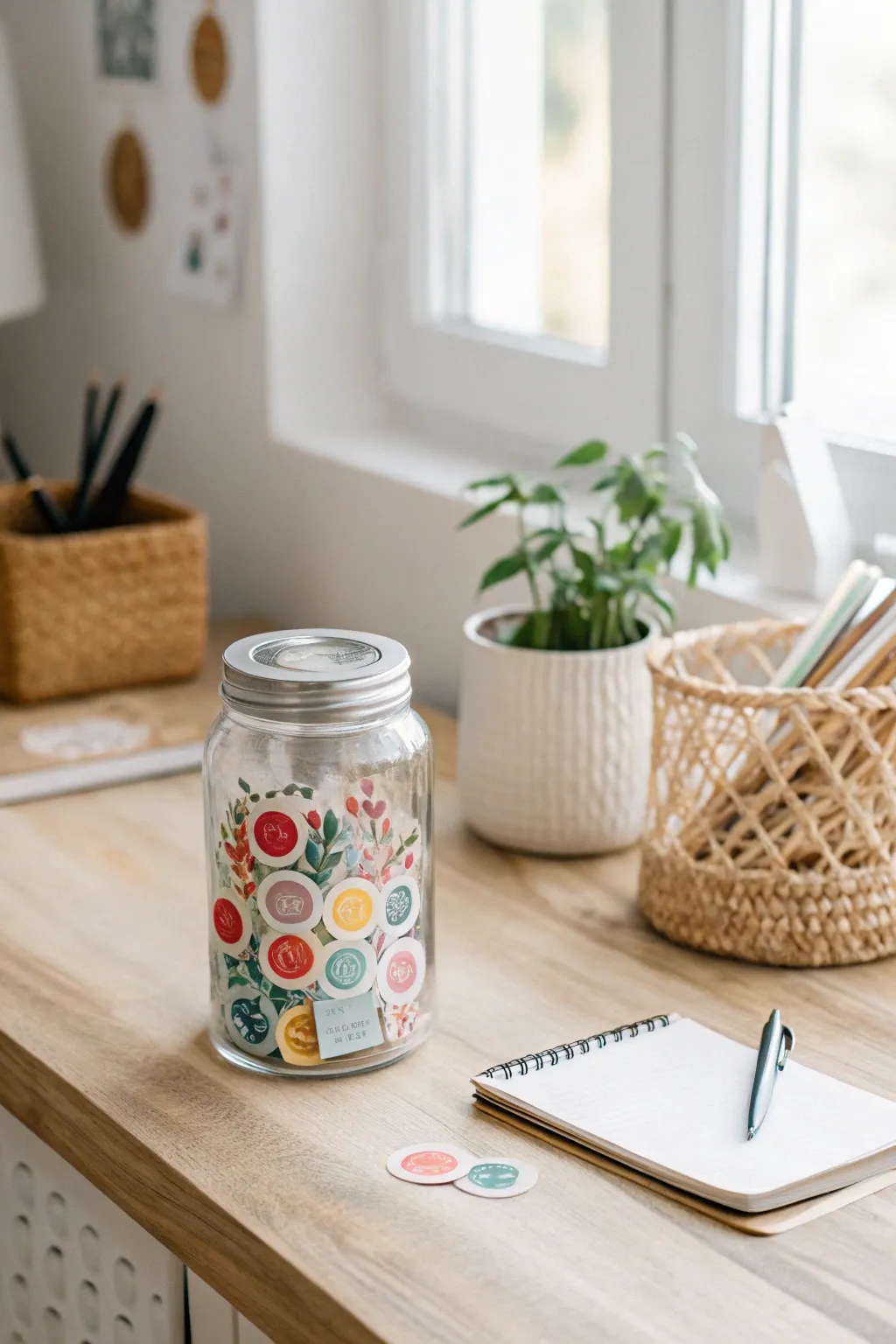 Transform your workspace with the charm of clear containers: see your sticker collection at a glance while adding a touch of minimalist elegance.