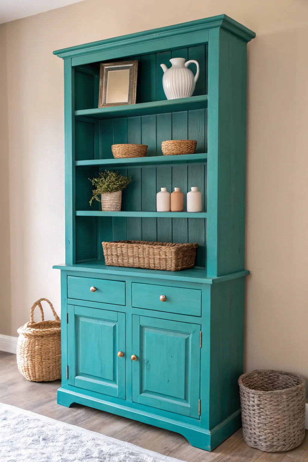 Transform your space with a bold painted hutch; where Scandinavian simplicity meets boho charm.