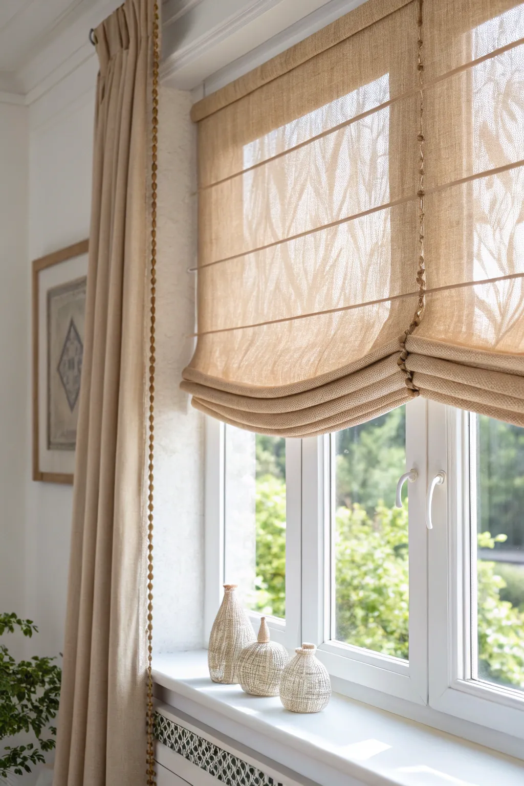 Elevate your space with a stylish fabric extension for your blinds. Perfect blend of Scandinavian simplicity and boho charm!