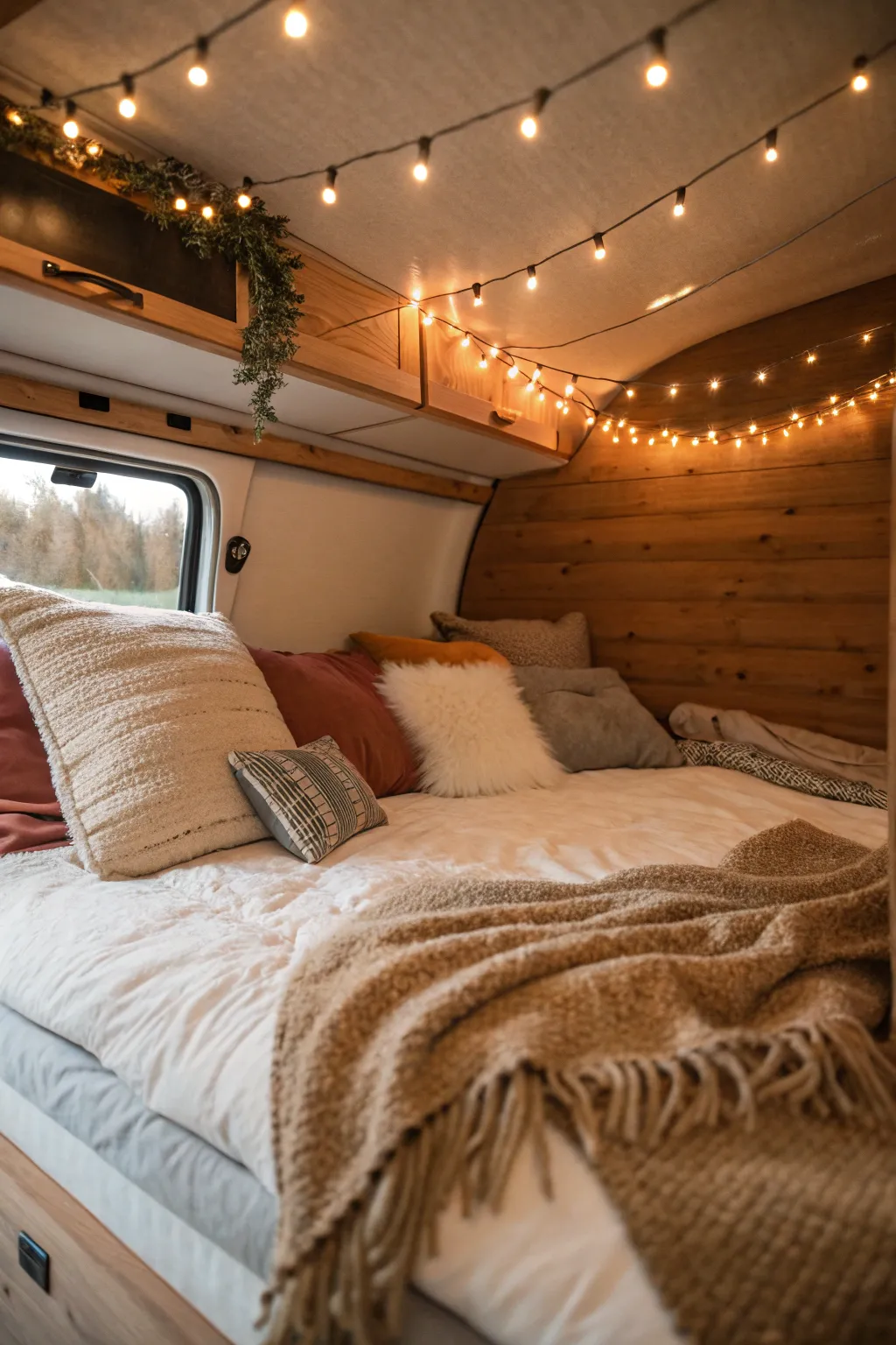 Transform your camper into a haven of comfort with a cozy sleeping nook.