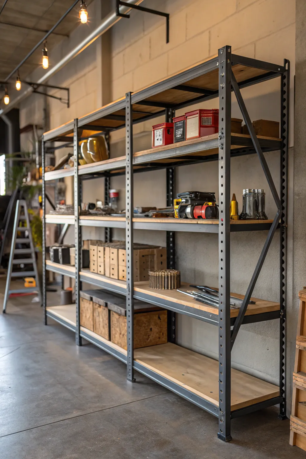 Elevate your space with the elegance and strength of metal shelving systems, where industrial meets organization.