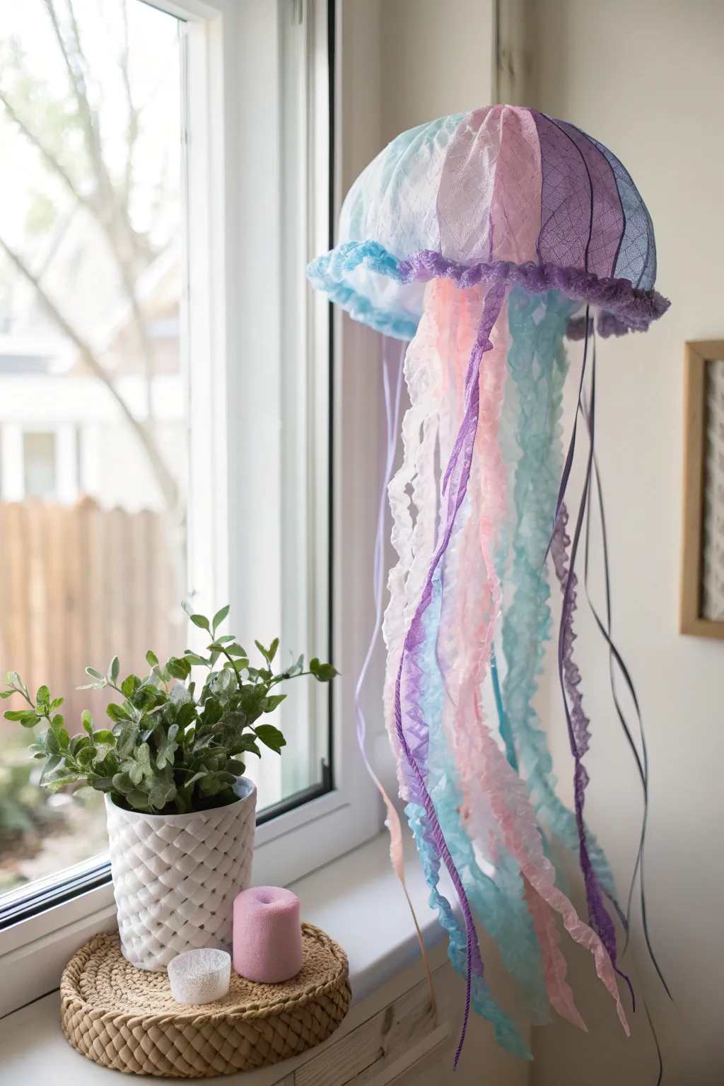 Transform simple coffee filters into stunning jellyfish art, perfect for a serene and stylish home.