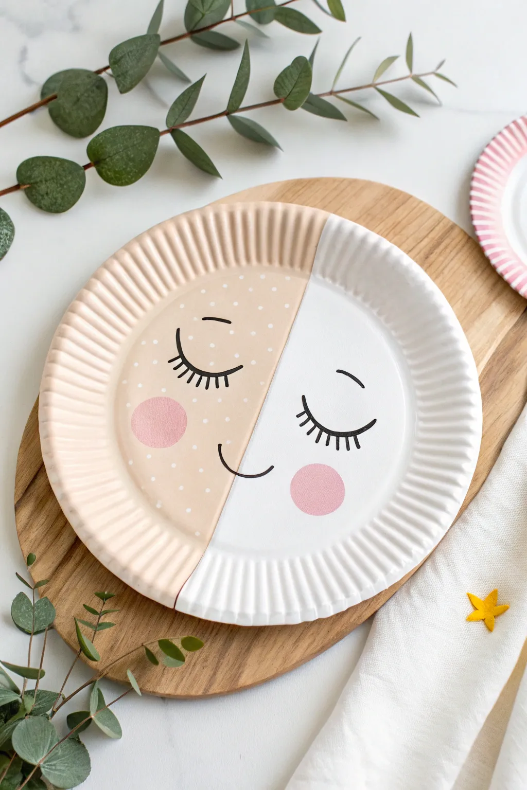 Transforming vision: A minimalist paper plate puppet that tells a story of sight and healing.