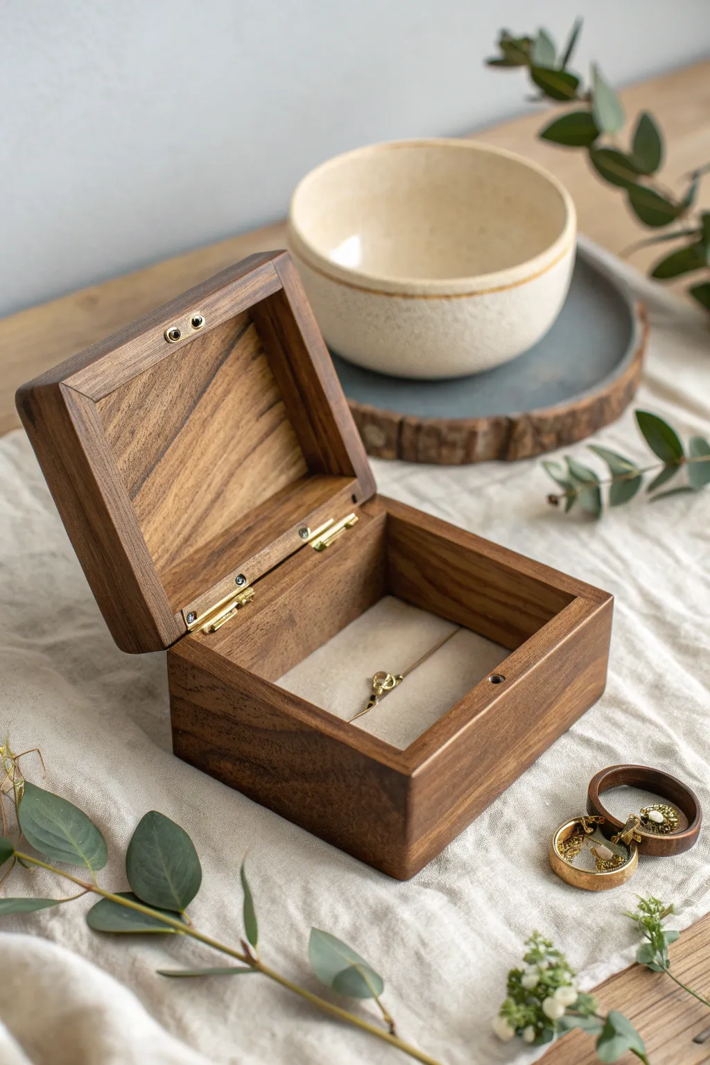 Embrace simplicity and natural elegance with this handcrafted walnut jewelry box.