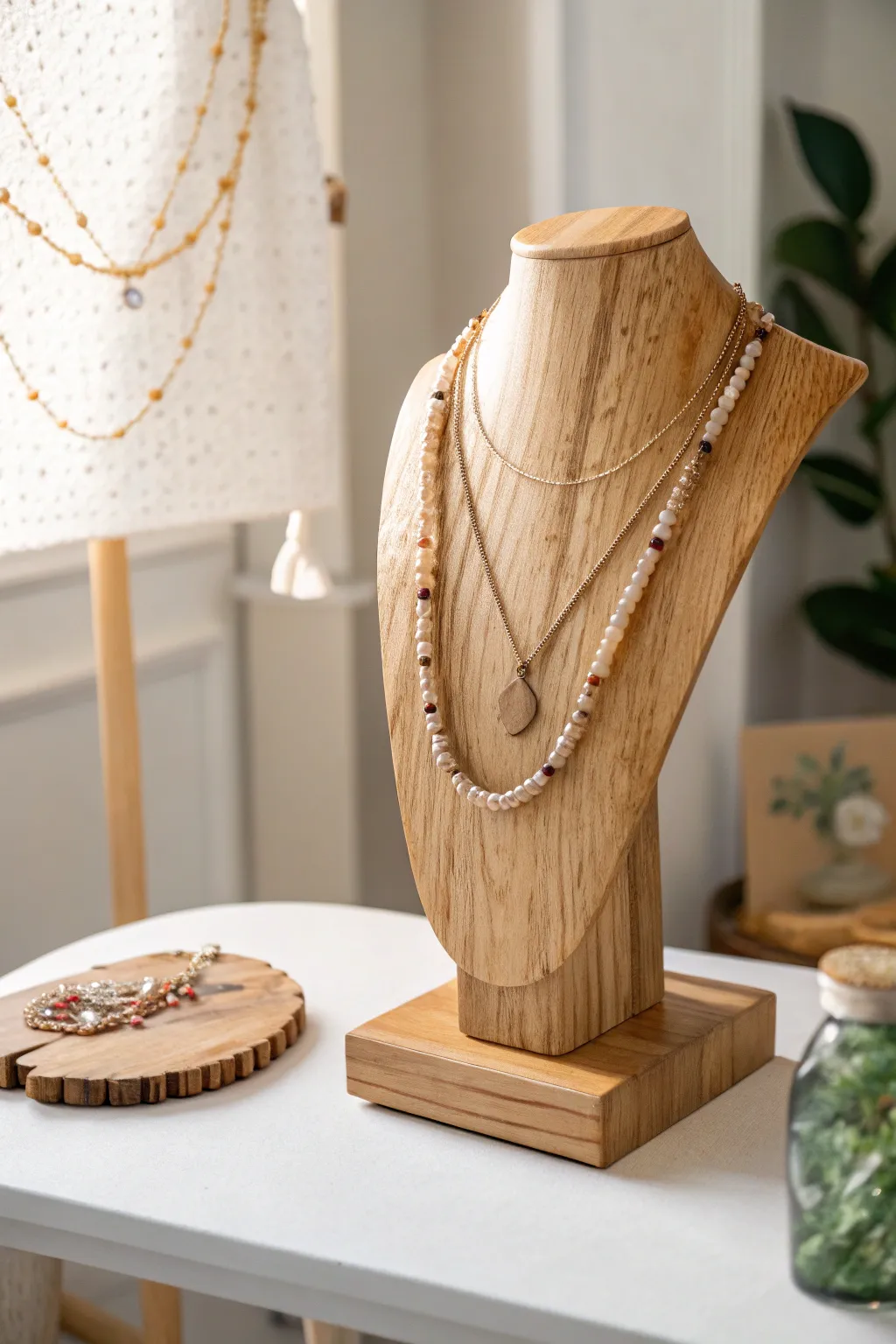 Elevate your craft show display with the natural elegance of wooden necklace busts. 🌿✨