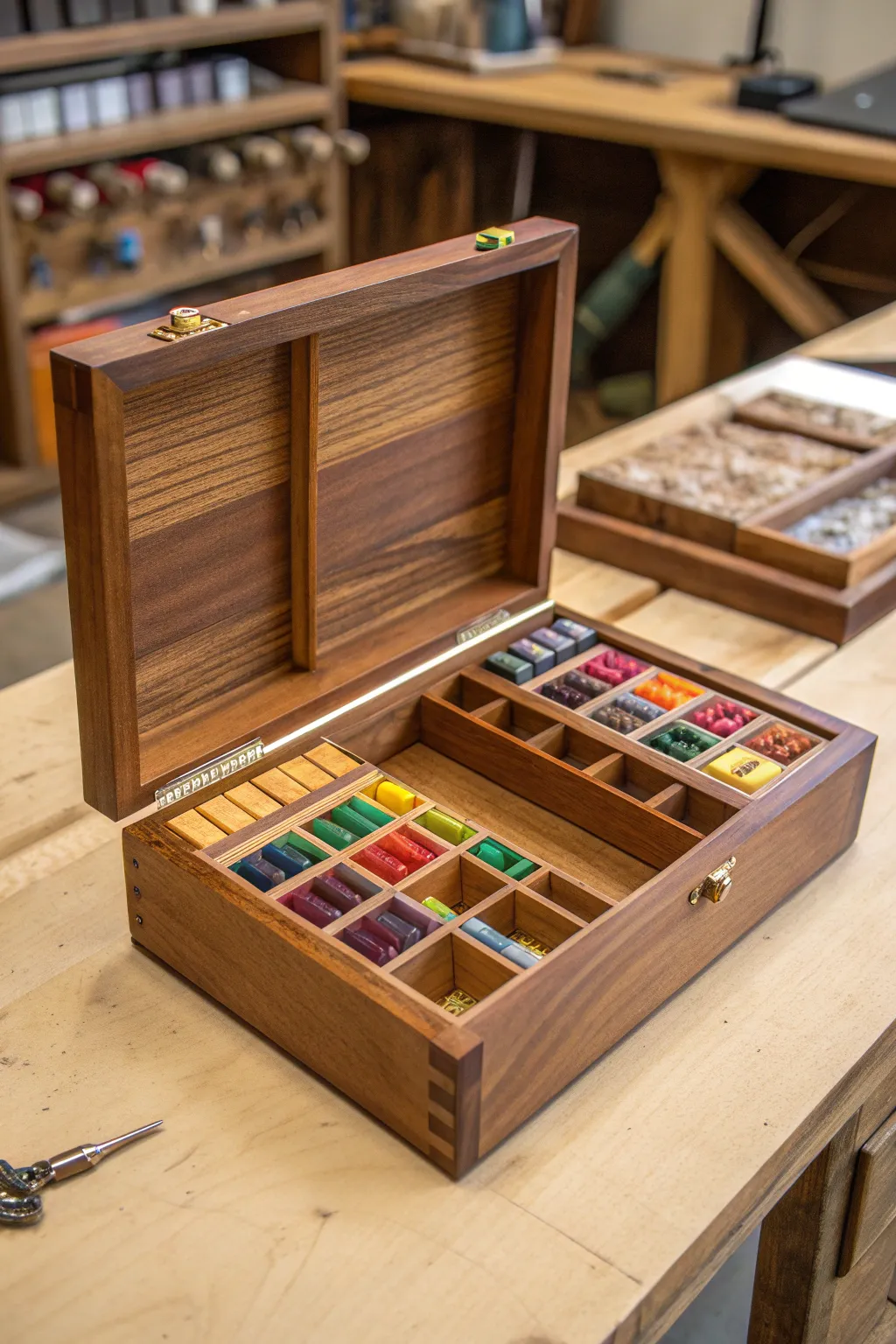 Master the art of organization with this elegant compartmentalized jig box.