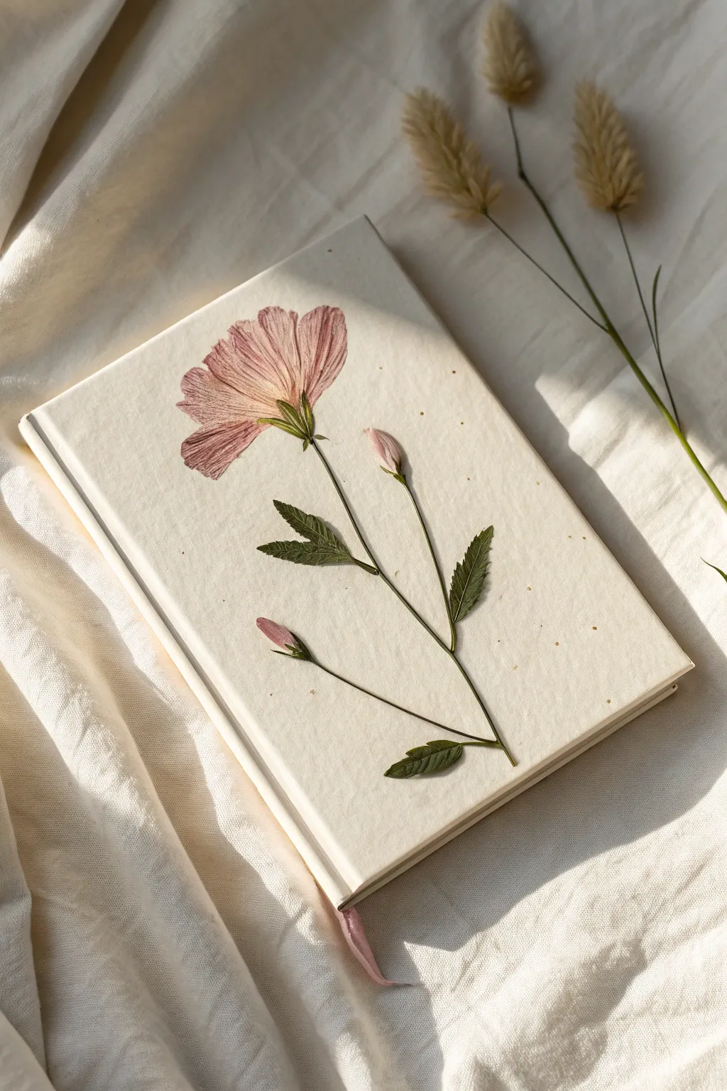 Embrace the beauty of simplicity with a floral touch on your journal cover.