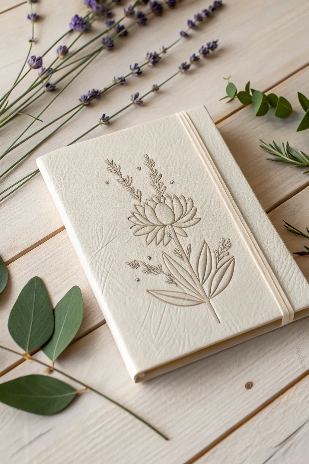 Embrace nature's serenity with a botanical-themed journal cover, where simplicity meets elegance.