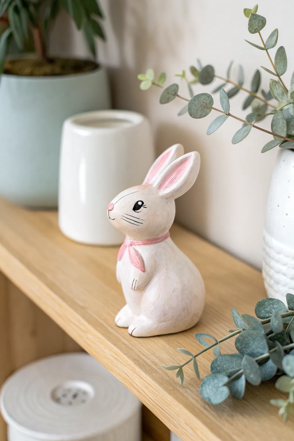 Add a touch of whimsy to your space with this charming clay bunny figurine, a perfect blend of minimalist and boho aesthetics.