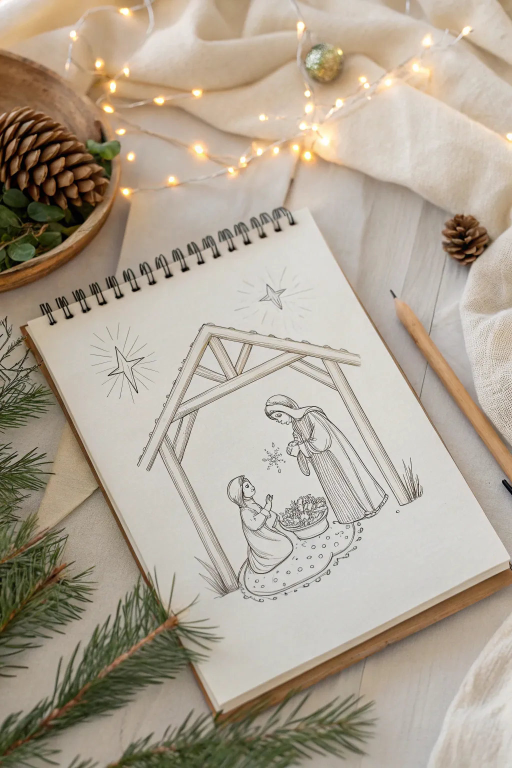 Embrace the serene beauty of the nativity with minimalist charm.
