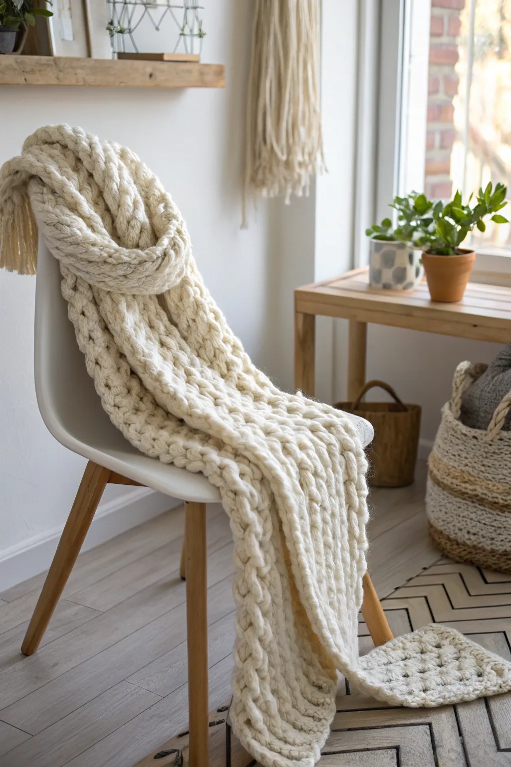 Wrap yourself in warmth and style with this cozy chunky knit scarf, the perfect handmade gift for any occasion.