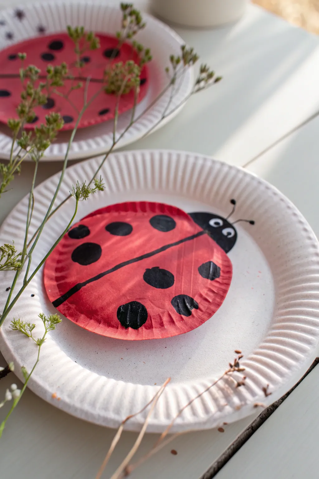 Embrace simplicity and creativity with this charming paper plate ladybug craft.