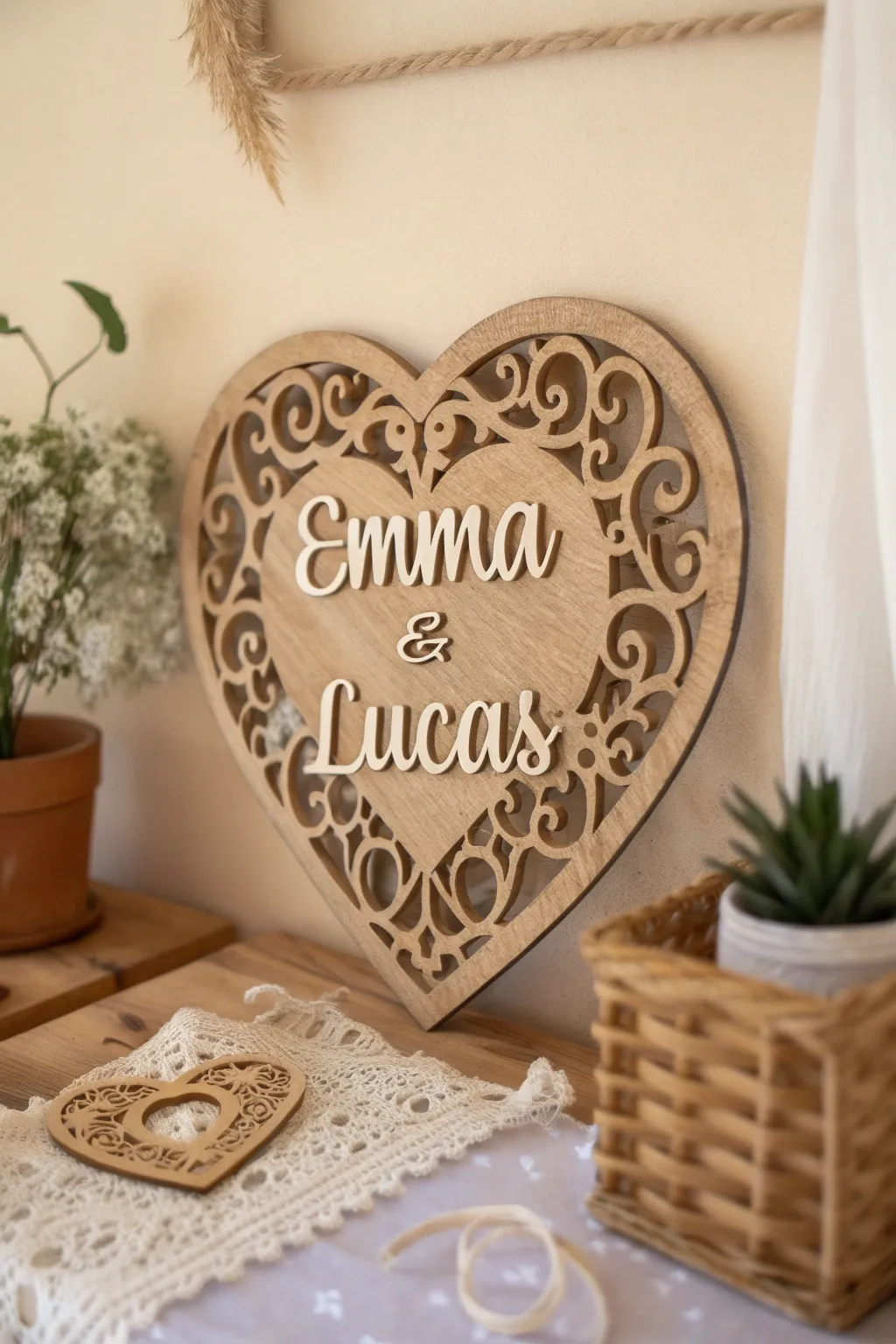 Welcome home to love with exquisite laser-cut plaques that blend Scandinavian minimalism with Boho charm.
