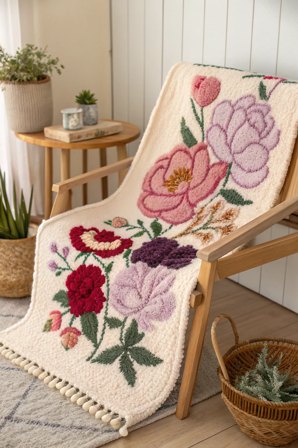 Step into a garden of blooms every day with a stunning floral latch hook rug, where nature meets artistry in your home.