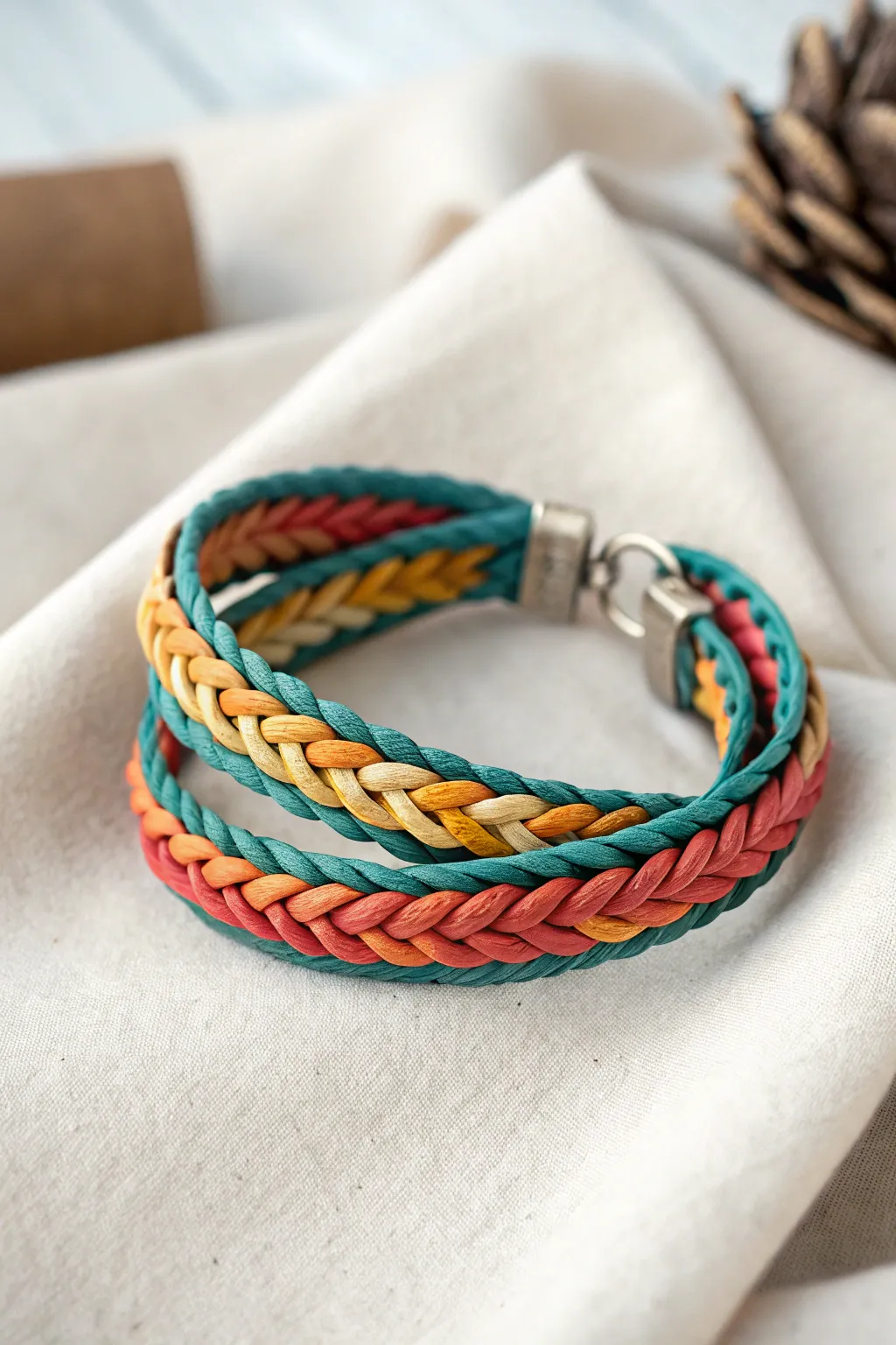 Add a splash of color to your style with this handcrafted leather wrap bracelet!