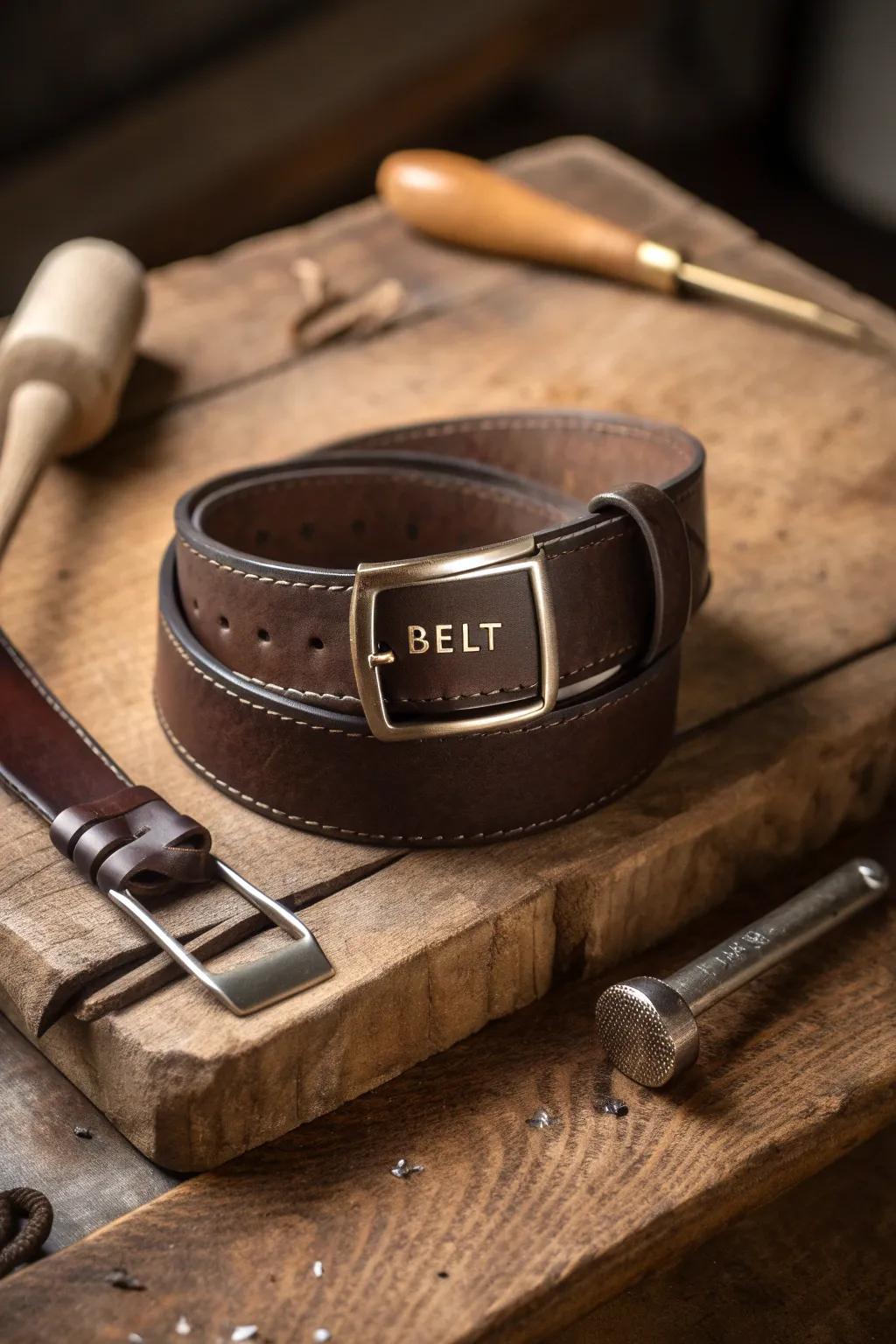 A mark of distinction: Simple initials elevate this handcrafted leather belt.