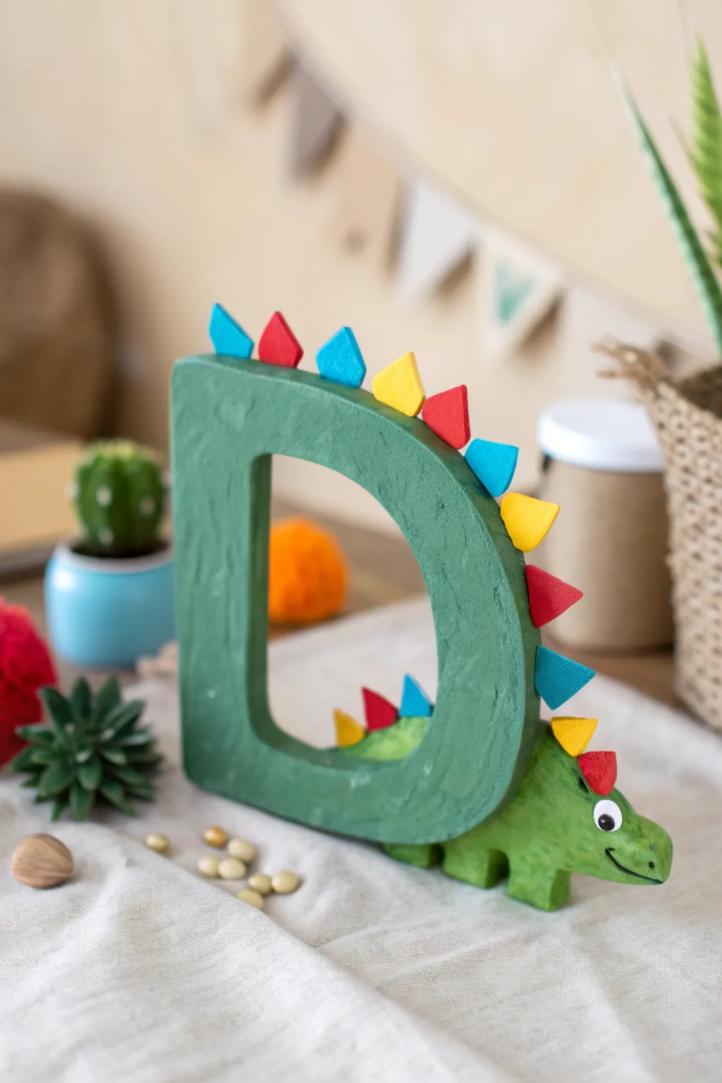 Transform the letter 'D' into a delightful dinosaur with a pop of color and creativity!