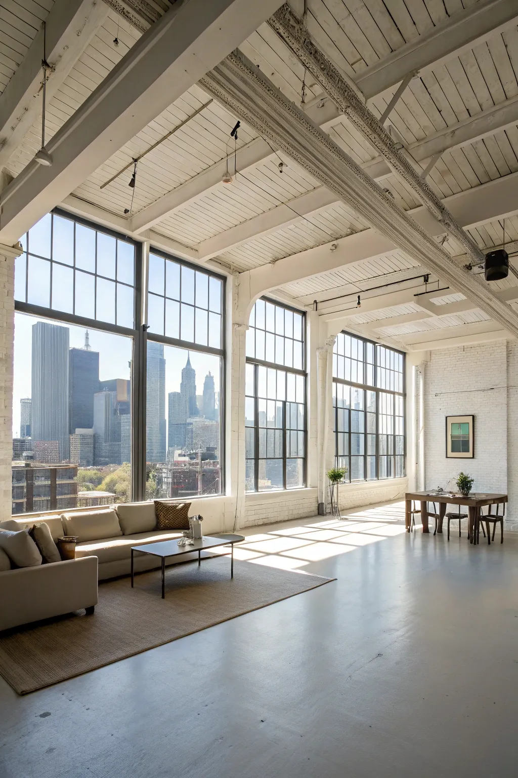 A minimalist approach highlights the openness of a loft.