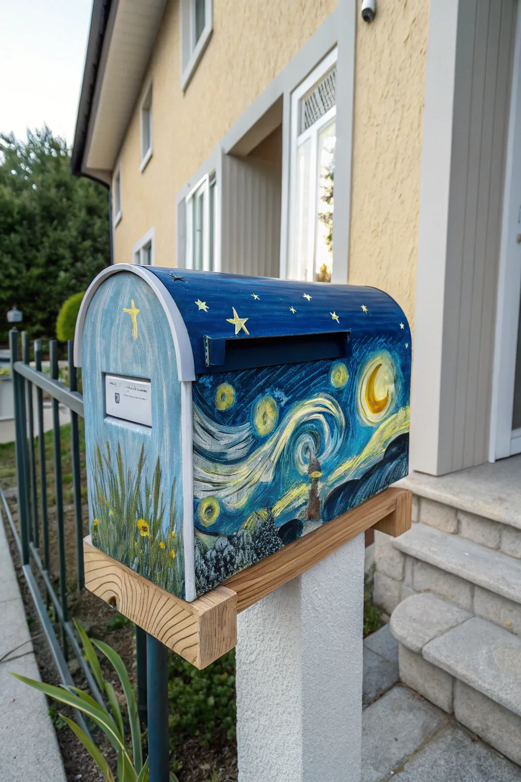 Transform your mailbox into a masterpiece with a touch of Van Gogh's magic.